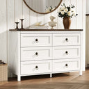 Farmhouse 6-Drawer Dresser For Bedroom, Chest of Drawers For Adults and Kids, White