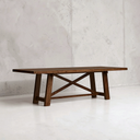 Trestle Farmhouse Extendable Dining Table X-Base, Walnut Brown