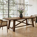 Trestle Farmhouse Extendable Dining Table X-Base, Walnut Brown