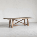 Trestle Farmhouse Extendable Dining Table X-Base, Weathered Natural