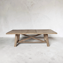 Trestle Farmhouse Extendable Dining Table X-Base, Weathered Natural