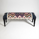 Rustic Farmhouse Handwoven Bench with Black Wood Legs