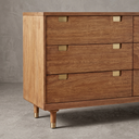 Scandinavian Farmhouse 6-Drawer Dresser, 100% Solid Wood, Light Oak Brown