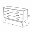 Scandinavian Farmhouse 6-Drawer Dresser, 100% Solid Wood, Light Oak Brown