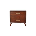 James Auden Midcentury 3-Drawer Nightstand, Solid Wood End Table, Classic Walnut