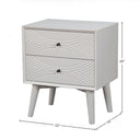 Serena Solid Wood Nightstand with Drawers, Fully Assembled White Mid-Century Side Table
