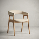 Wabi Sabi Solid Wood Curved Back Dining Chair, Set of 2, Natural Oak