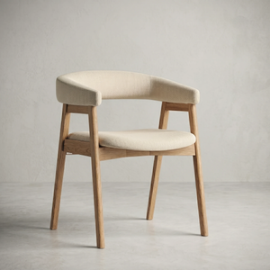 Wabi Sabi Solid Wood Curved Back Dining Chair, Set of 2, Natural Oak