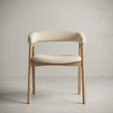 Wabi Sabi Solid Wood Curved Back Dining Chair, Set of 2, Natural Oak